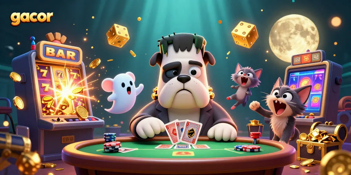 Win big with gacor slots in this thrilling casino scene featuring unique characters and exciting elements.
