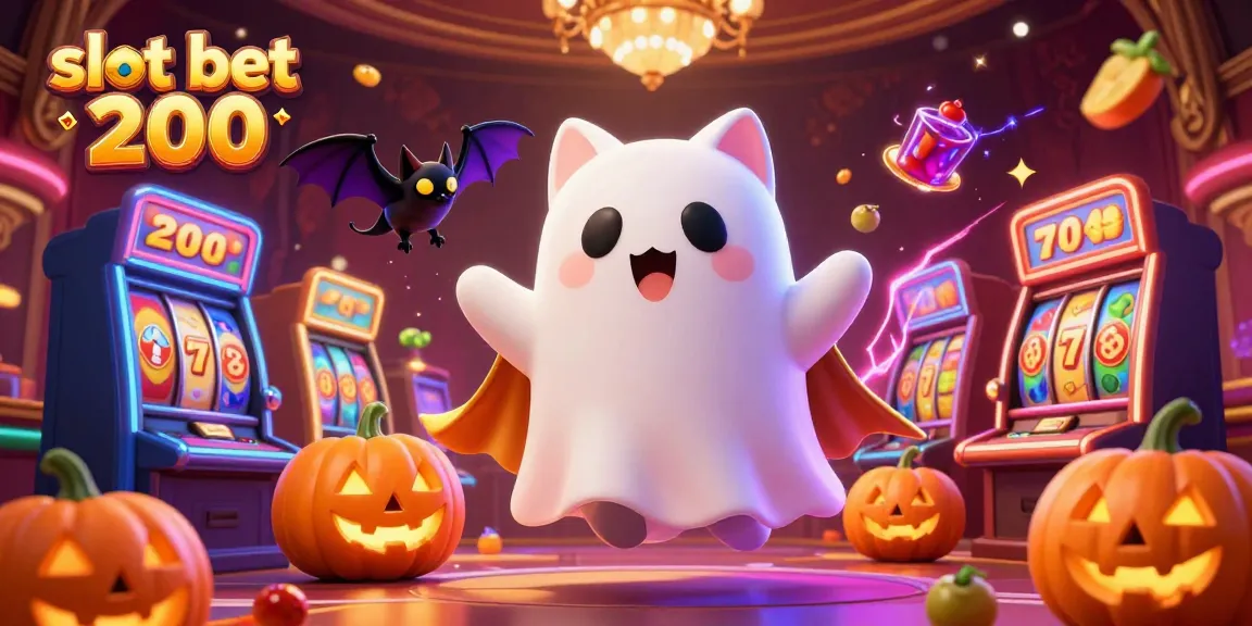Experience thrilling wins with slot bet 200 in a vibrant casino scene filled with spooky fun and slot action.